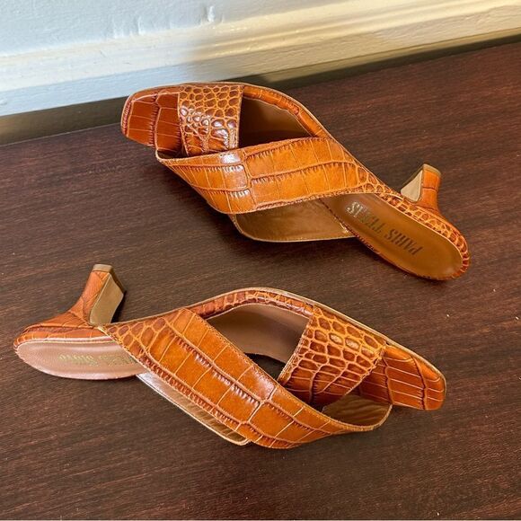 Paris Texas  leather croc embossed crisscross mule size 7 - Picture 6 of 12